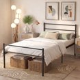 thumbnail image 3 of Gymax Twin Size Metal Bed Frame Platform Mattress Foundation W/ Headboard Black, 3 of 5