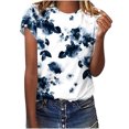 thumbnail image 2 of EGNMCR T-Shirts pour Femmes T-Shirts d'Été Décontractés à Col Rond à Manches Courtes T-Shirts à Imprimé Floral Coupe Ajustée Hauts Basiques Tees Blouses, 2 of 6