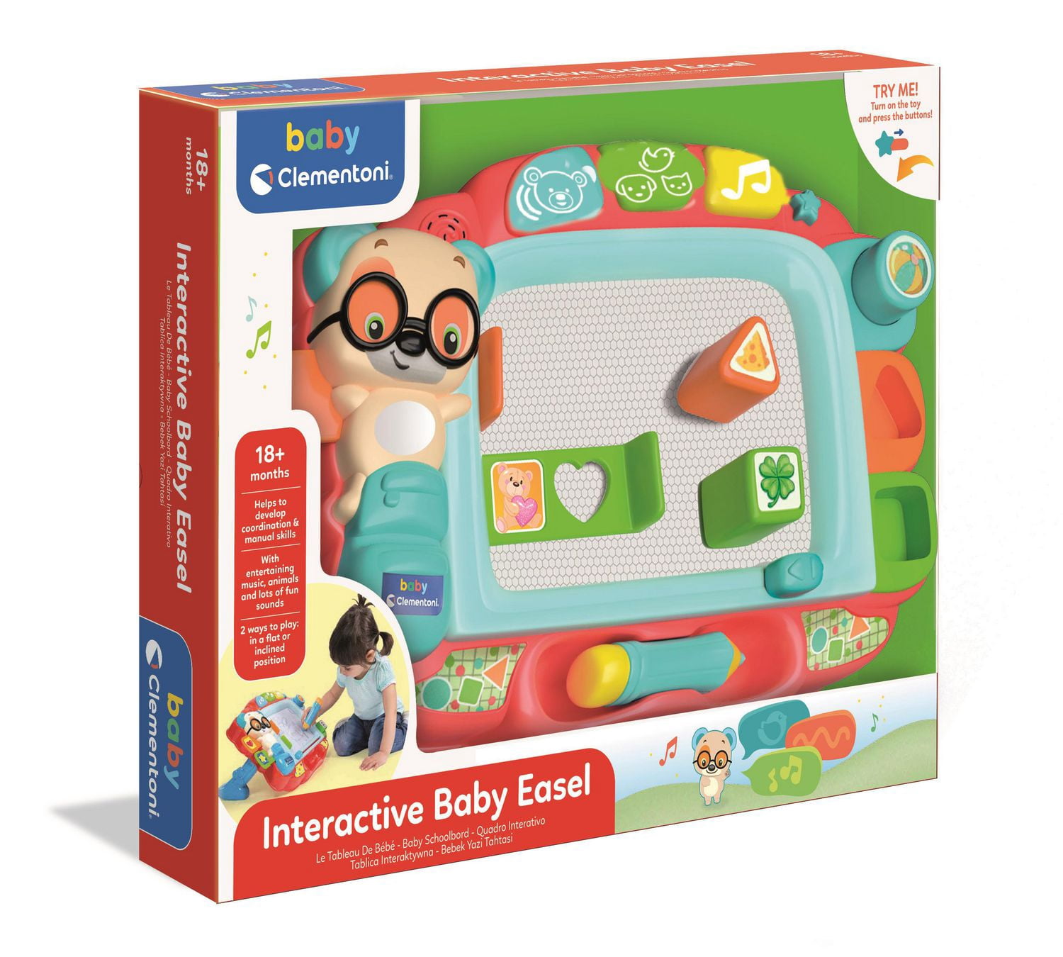 Clementoni Baby Interactive Magnetic Easel for Toddlers-Ages 18 Months Plus,