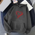 thumbnail image 2 of WZXFASHION Women's Solid Color Long Sleeved Love Printed Hooded Sweater Clearance Sales Today Deals Prime oversized pullover sweater, 2 of 4