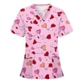 thumbnail image 4 of LSLJS Fashion Woman Solid V--Neck Short Sleeve T-Shirt Printing Loose Blouse Tops, Womens Plus Scrubs, 4 of 5