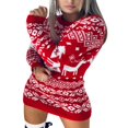 thumbnail image 1 of Robe Pull de Noël pour Femmes Renne Flocon de Neige Tricot Manches Longues, 1 of 6