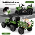 thumbnail image 3 of Costway 12V Kids Ride On Tractor with Trailer Ground Loader w/ RC & Lights Dark Green, 3 of 10