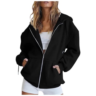 2025 Chandails à Capuchon et Chandails Molletonnés pour Femmes, Robe Longue Décontractée Unie pour Femmes, Manteau à Capuche à Fermeture Éclair à Manches, Chandails Molletonnés pour Femmes, Chandail à Enfiler avec Poche
