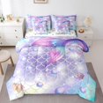 thumbnail image 1 of YST Mermaid 7-Piece Bedding Set, Gradient Purple Rainbow Comforter Set with Sheets, Soft and Lightweight, King, 1 of 5