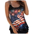 thumbnail image 1 of NIEWTR Womens Tankini Tops Spaghetti StrapsTummy Control Swimsuit Top American Flag Graphic Bathing Suit Top(Navy,M), 1 of 5