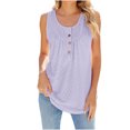 thumbnail image 1 of Timegard Womens Tank Tops Round Neck Button Ruched Eyelet Sleeveless Top Casual Tunic Top for Leggings, 1 of 5