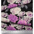 thumbnail image 3 of Soimoi Tissu Popeline de Coton Feuilles & Roses Imprimés de Tissu au Mètre 42 Pouces de Large, 3 of 3