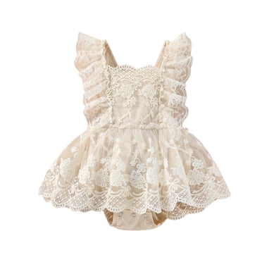 Vêtements pour Bébé Fille, Barboteuses Sans Manches à Volants, Robes pour Fille, Vêtements pour Nouveau-Né Fille, 12-18 Mois, Vêtements pour Bébé Fille