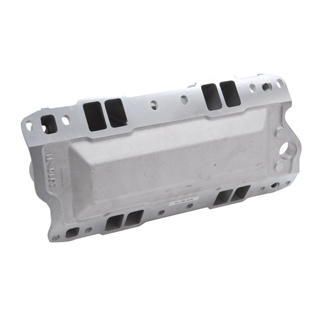 Edelbrock 2970 Intake Manifold Super Victor For Use With Small Block Chevy Engine; Carbureted; 4500 Flange; Single Plane; 3500-8000 RPM Range; Satin; Aluminum
