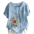 thumbnail image 2 of Aqestyerly T-Shirt d'Été à Manches Courtes pour Femme, Décontracté, à Imprimé Floral, Coupe Ample, Col Rond, Blouse Confortable, Haut Léger pour Tous les Jours HWRETIE, 2 of 4