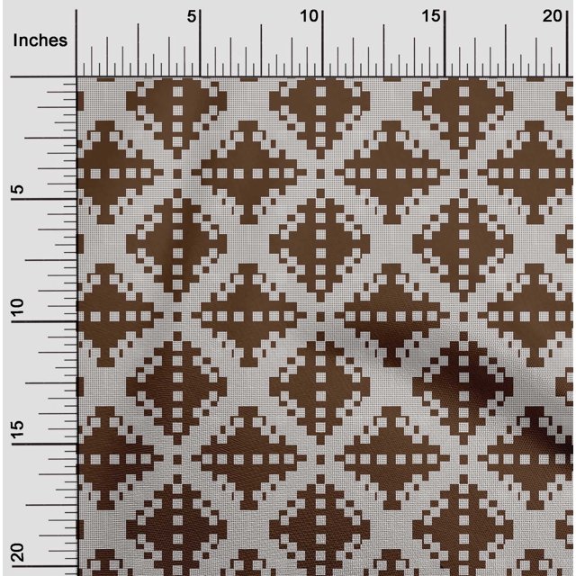 oneOone Polyester Lycra Fabric Check Kasuri Printed Craft Fabric BTY 56 Inch Wide