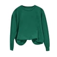 thumbnail image 2 of Milgrthf Chandails d'Automne pour Fille Basique Tendance Manches Longues Léger Décontracté Col Rond Chandail à Enfiler Hauts Vert Armée TG, 2 of 5