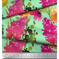 thumbnail image 2 of Soimoi Green Poly Georgette Fabric Leaves & Floral Print Fabric by Yard 52 Inch Wide, 2 of 3