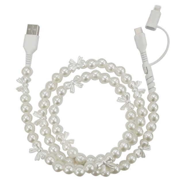 Maytalsory Colorful Beaded Multi Charger Cable For USB And Type-C Devices 2 In 1 Usb Charger Cable Usb Totype C type+1