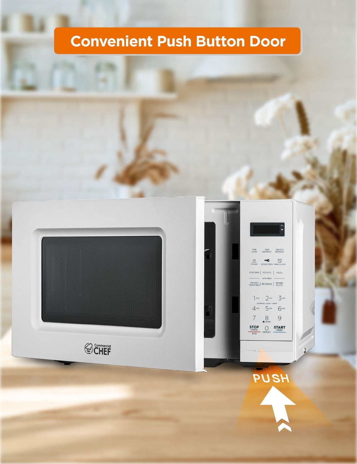 Micro-ondes de comptoir Commercial Chef de 0,7 pi³ avec affichage numérique, blanc Micro-ondes avec 10 niveaux de puissance