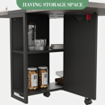 thumbnail image 4 of Drop Leaf Dining Table with 2-Tier Storage, Rolling Kitchen Table on Lockable Wheels, Space-Saving Folding Table for 4-6, 4 of 6