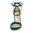 thumbnail image 2 of BLISSFUL STEP Sandales pour Femmes Unies d'Été à Talons Blocs à Lacets Vert 9,5, 2 of 8