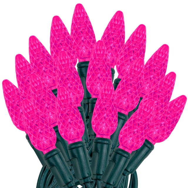 Novelty Lights 24FT 70 LED C6 Pink Christmas Outdoor String Lights