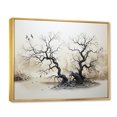 thumbnail image 2 of Designart Trees framed wall art decor, Tree Gold framed wall art, Grey White Tree Willows , Extra large Traditional Gold framed wall art, 32x16 inches Gold Frame, 2 of 5