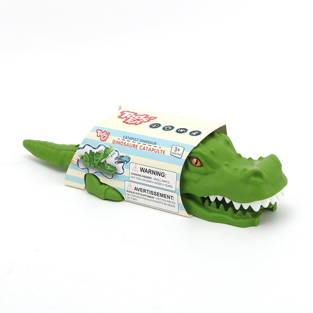 Ensemble jouet lanceur de voitures de course dinosaure, jeu de course catapulte à appuyer pour lancer avec mini voiture de course métallique et accessoires de piste, jeu de véhicul(CAR COLOR MAY VARY)