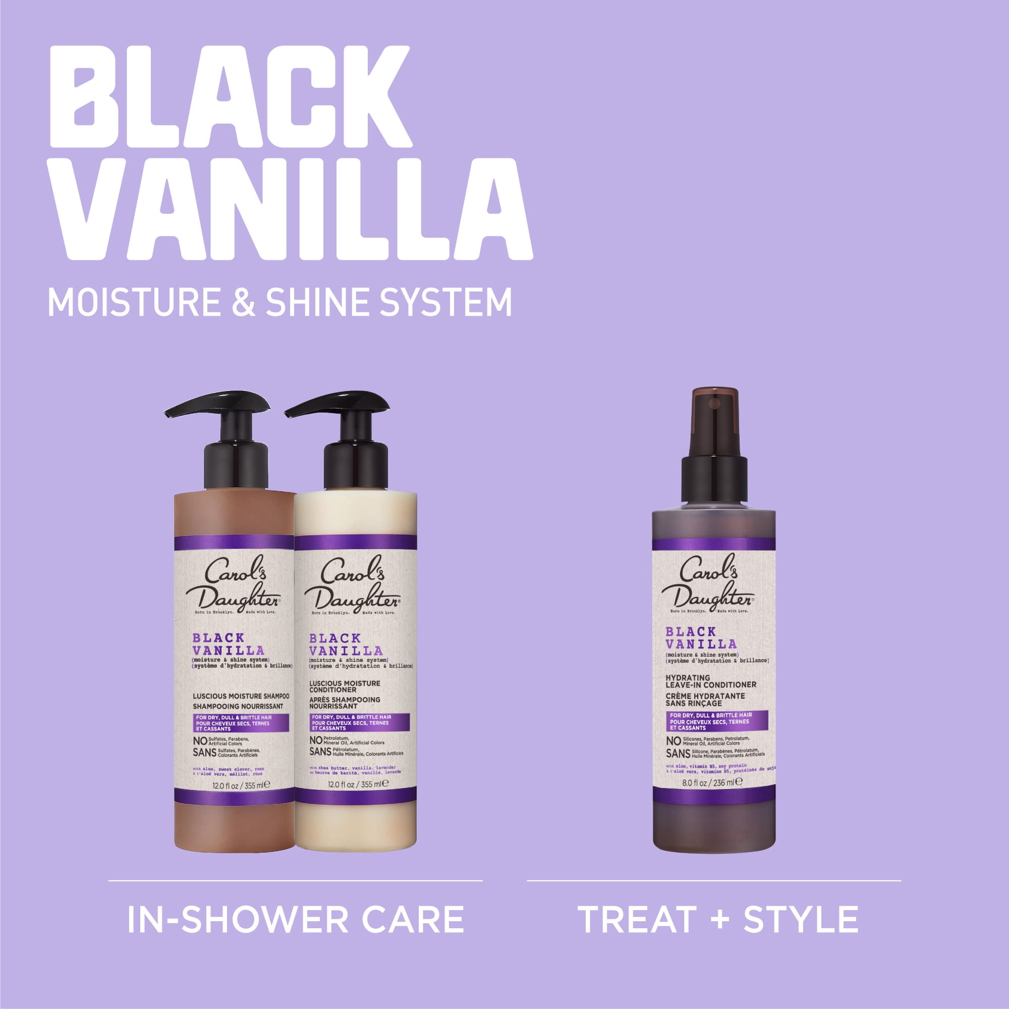 Carol's Daughter Black Vanilla Crème sans rinçage Hydratant et Démêlant avec Vitamine B5 et Aloe, 8fl oz
