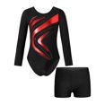 thumbnail image 1 of Loodgao Justaucorps de Danse et de Gymnastique pour Filles Manches Longues Col Rond avec Shorts Rouge 12, 1 of 6