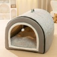 thumbnail image 3 of CHOK Clearance Dog Bed House 2 Ways to Use Indoor Dog House for Cats and Small Dogs with Mat Removable and Washable Cover House and Non-Slip Bottom  Brown, 3 of 4