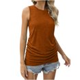 thumbnail image 1 of Yuyuzo Tank Tops for Women Sleeveless Crewneck Shirts Solid Color Ruched T Shirts Basic Summer Top, 1 of 7
