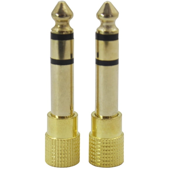 Miangastore 3.5mm to 6.5mm Plug Adapter Golden Metal 2Pcs 1.8x0.4x0.4in