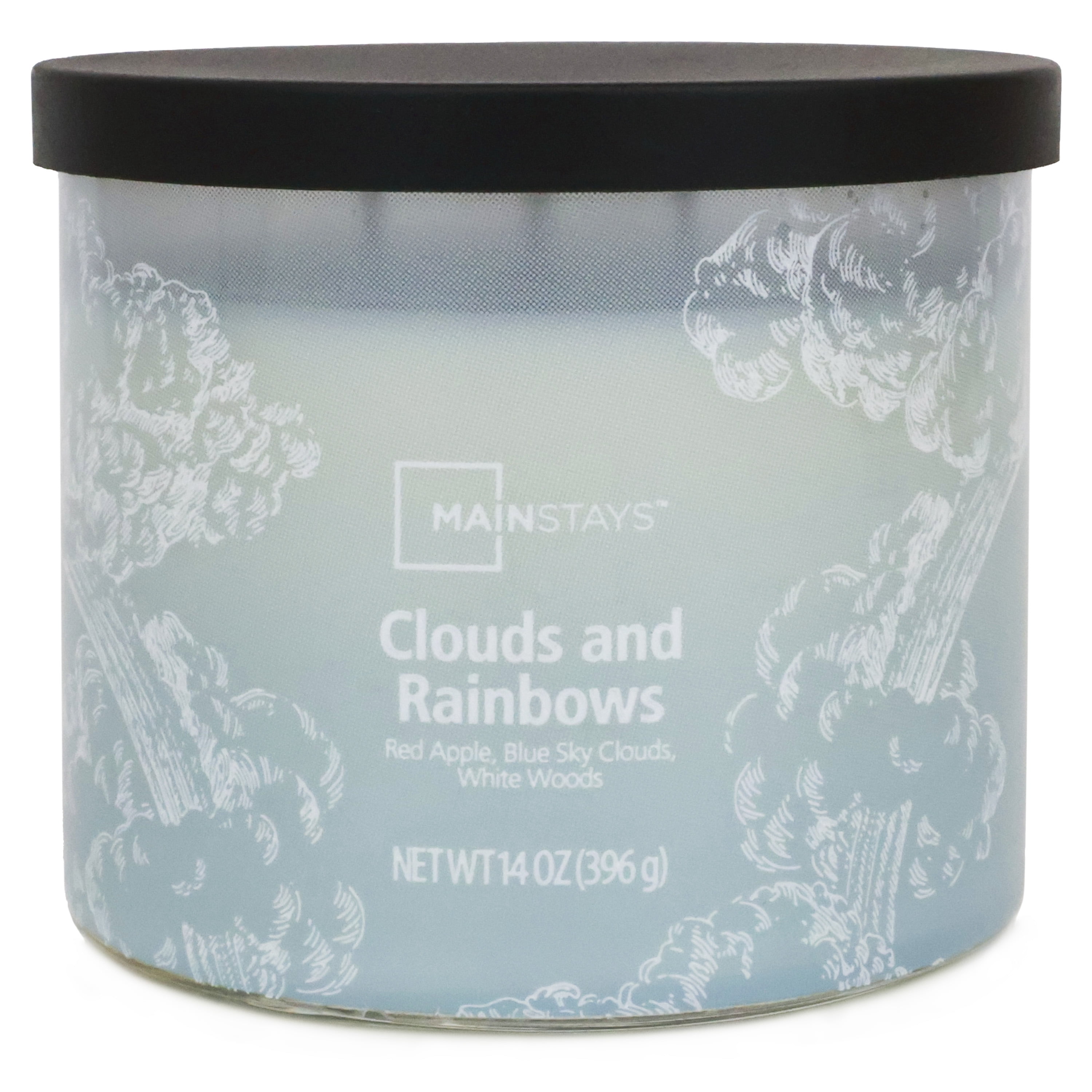 Bougie parfumée Mainstays à 3 mèches, enveloppée texturée Nuages et arcs-en-ciel, 14 oz