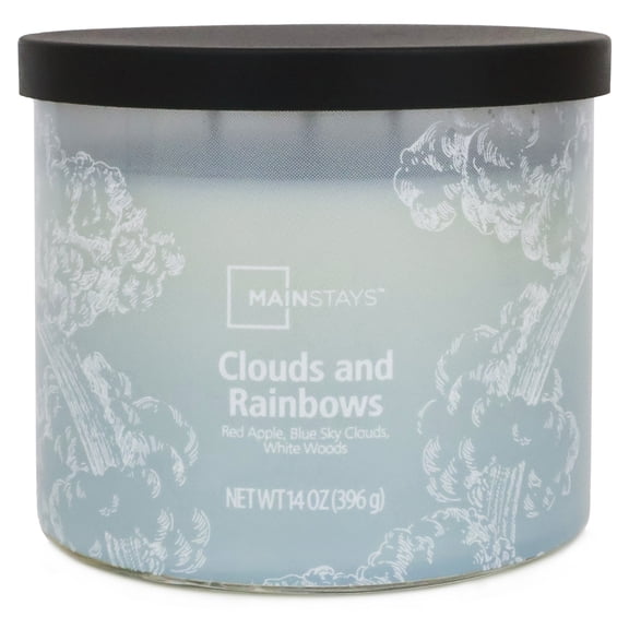 Bougie parfumée Mainstays à 3 mèches, enveloppée texturée Nuages et arcs-en-ciel, 14 oz