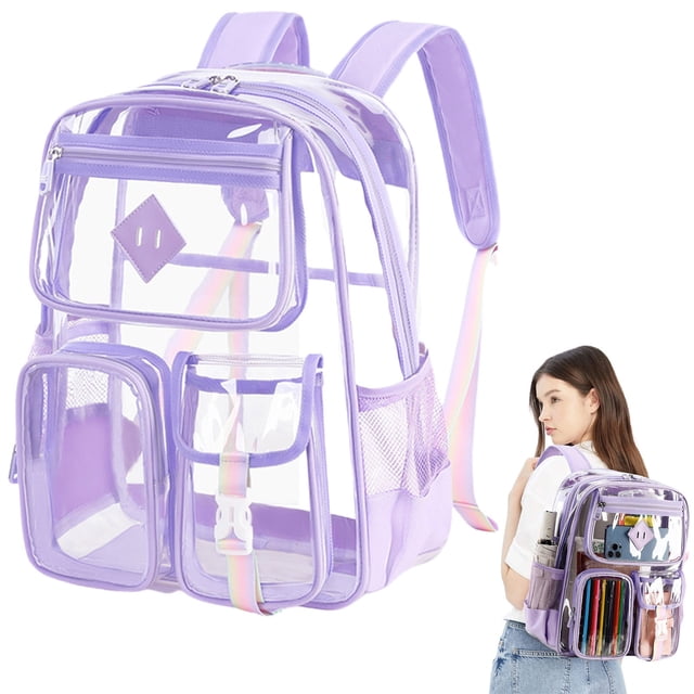 Clear Backpack For School PVC Transparent Bookbag For Girls Stadium Approved See Through Backpack