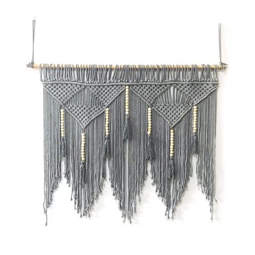 Macrame Wall Hanging Handwoven Bohemian Cotton Rope Boho Tapestry Home Decor Gray