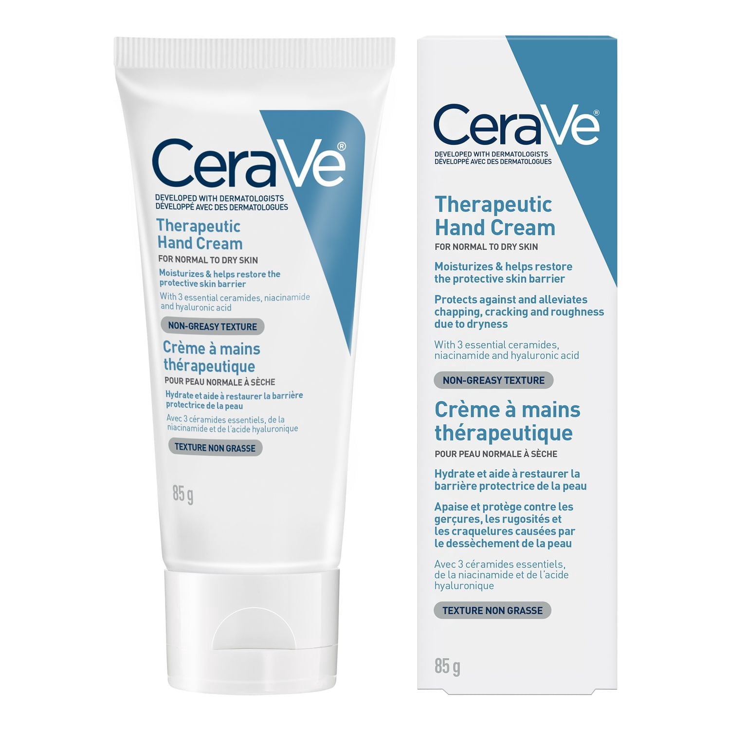CeraVe Crème Thérapeutique Mains, Soin Hydratant Résistant à l'Eau, Céramides et Niacinamide, 85g