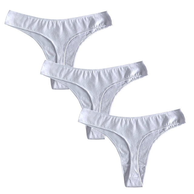 Timegard String 3 Pcs pour Femmes en Coton Taille Basse Extensible sous-Vêtements Confort en Couleur Blanche Unie. l'Ensemble Comprend Trois Strings Faits de Tissu Doux et Élastique à Double Couche pour un Ajustement Serré. Présente un design Sans Coutures, un Intérieur Non Étiqueté et un Entrejambe à Double Couche pour Plus de Confort et de protection. Convient à Agencer avec des Pantalons Décontractés, des Robes, des Pantalons de yoga Ou des Vêtements de Mise en Forme.