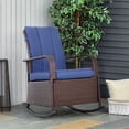thumbnail image 2 of Outsunny Wicker Rocking Chair with Soft Cushion Adjustable Footrest Blue, 2 of 9