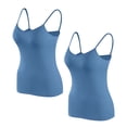 thumbnail image 1 of Timegard Camisoles pour Femmes 2 Pcs avec Soutien-Gorge Intégré Col Rond Bretelles Spaghetti Ajustées Douces Maillots de Corps Décontractés Hauts de Pyjama, 1 of 4