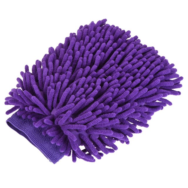 Unique Bargains Large Double-Side Microfiber Soft Chenille Dusting Wash Mitten Purple