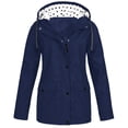 thumbnail image 1 of LSLJS Women Solid Rain Jacket Outdoor Plus Size Hooded Raincoat Windproof( Navy, L), 1 of 3