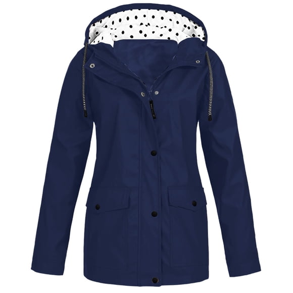 Timegard Rain Jackets for Women Plus Size Zip up Hoodies Jackets Mid Long Lightweight Outdoor Hiking Coat