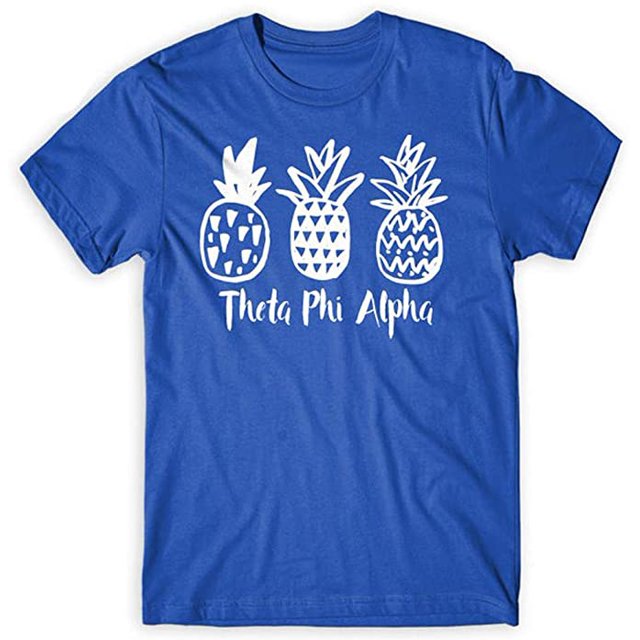 YourTops T-Shirt Femme Theta Phi Alpha Ananas (Nous L, 1-Bleu)