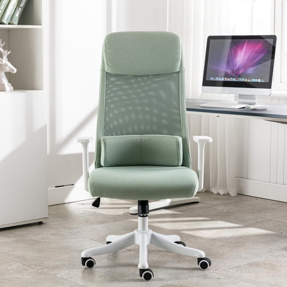 High Back Home Office Task Chair, Breathable Executive Swivel Computer Chair Comfy Mesh Desk Chair with Thick Padded Seat, Headrest and Movable Waist Cushion
