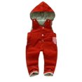 thumbnail image 1 of KIDSCOOL SPACE Salopette en Denim pour Bébé, Combinaison à Capuchon en Jean pour Petit Enfant, Rouge, 2-3 Ans, 1 of 3