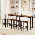 thumbnail image 4 of Patiojoy Bar Table and Chairs Set, 47.5" Rectangular Pub Table with 2 Stools Counter Height Table Set Coffee, 4 of 9