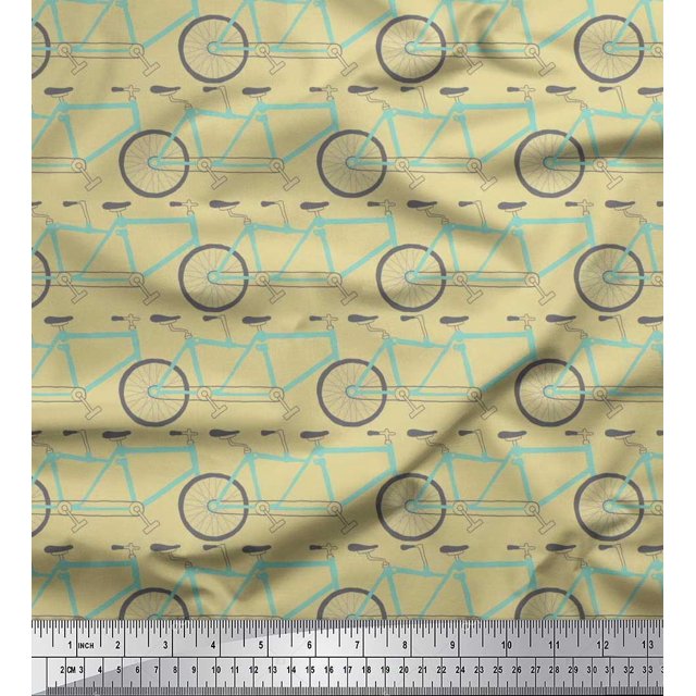 Soimoi Poly Georgette Fabric Bicycle Transport Printed Fabric 1 Yard 42 Inch Wide