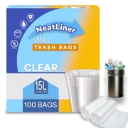 NeatLiner™ 15L Clear Small Garbage Bags – 100 Count Trash Bags for Bathroom and Office - Fits up to 12 Litres Kitchen Bins