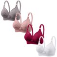 thumbnail image 1 of Bras for Women, 4PC Woman's Printing Gathered Together Large Size Daily Bra Underwear No Rims, Daily Bra, 1 of 4