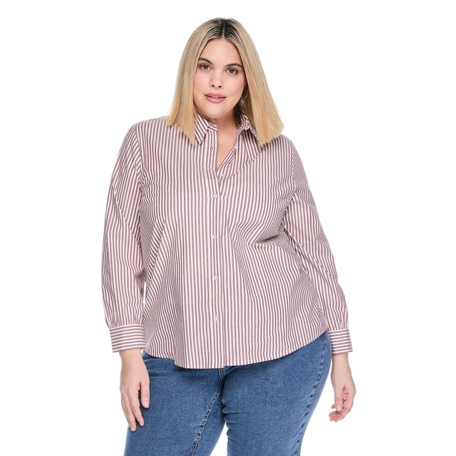 Lane Bryant Women's Plus Poplin Button-Up Shirt
