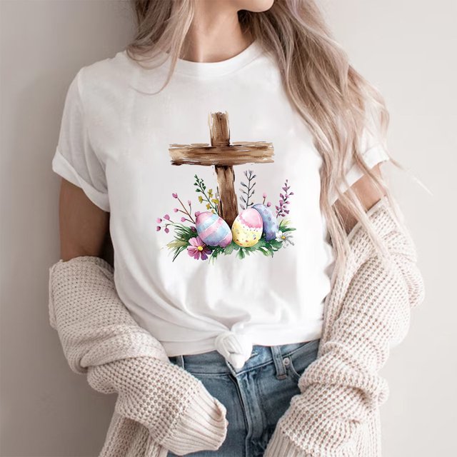 Weiqiqre Going Out Tops for Women Happy Easter T Shirt Easter Bunny Shirt Cute Rabbit Graphic Tee Gift Spring Tees Tops